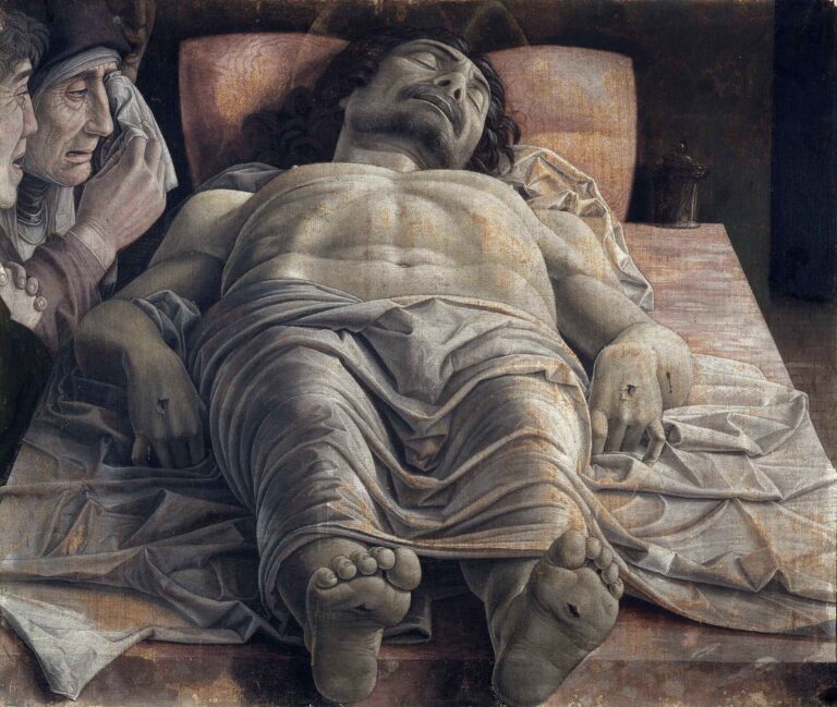 Pintura italiana Lamentacion sobre Cristo muerto Andrea Mantegna