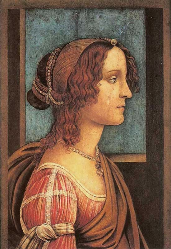pintura italiana tematica Retrato de Mujer Botticelli