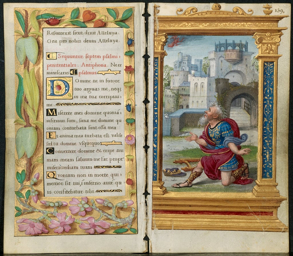 Noel Bellemare Adjoining Leaves from a Book of Hours Penitential Psalms and King David in Praye MeisterDrucke 749736