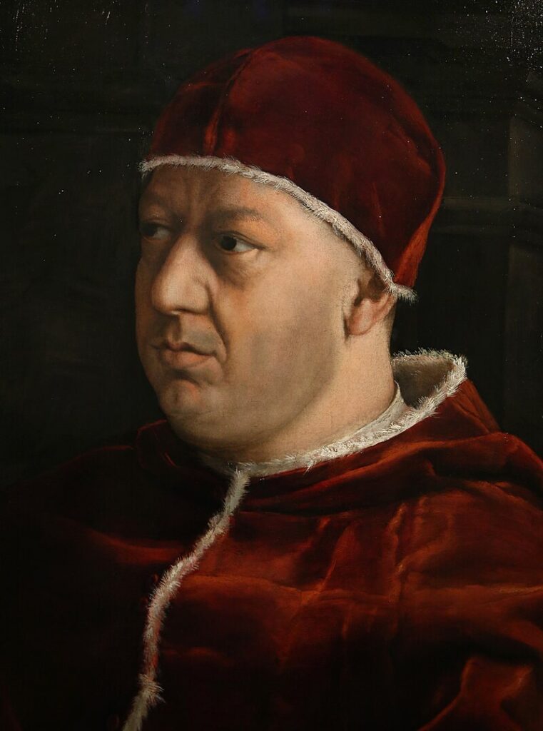 Raffaello ritratto di papa leone X tra i cardinali luigi de rossi e giulio de medici 1518 03